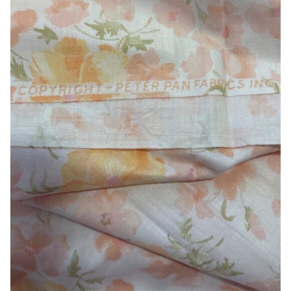 Vtg Floral Pastel Cotton Fabric 44x140" 3.9 Yards Yellow Pink Peter Pan Fabrics - Picture 2 of 8